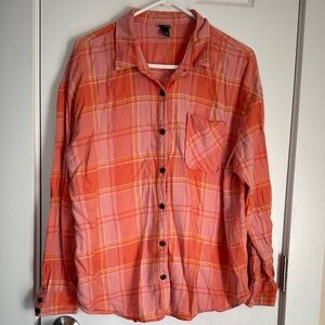 Wild Fable Peach Plaid Shirt super soft lightweight flannel